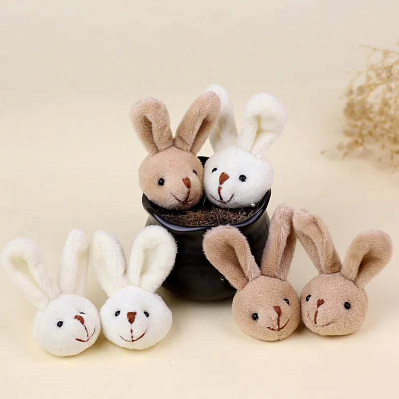 Easter Bunny Mini Plush Stuffed Animals Toy Soft Rabbit Head Ornament DIY Decorations Clothing Pendants Baby Photo Props