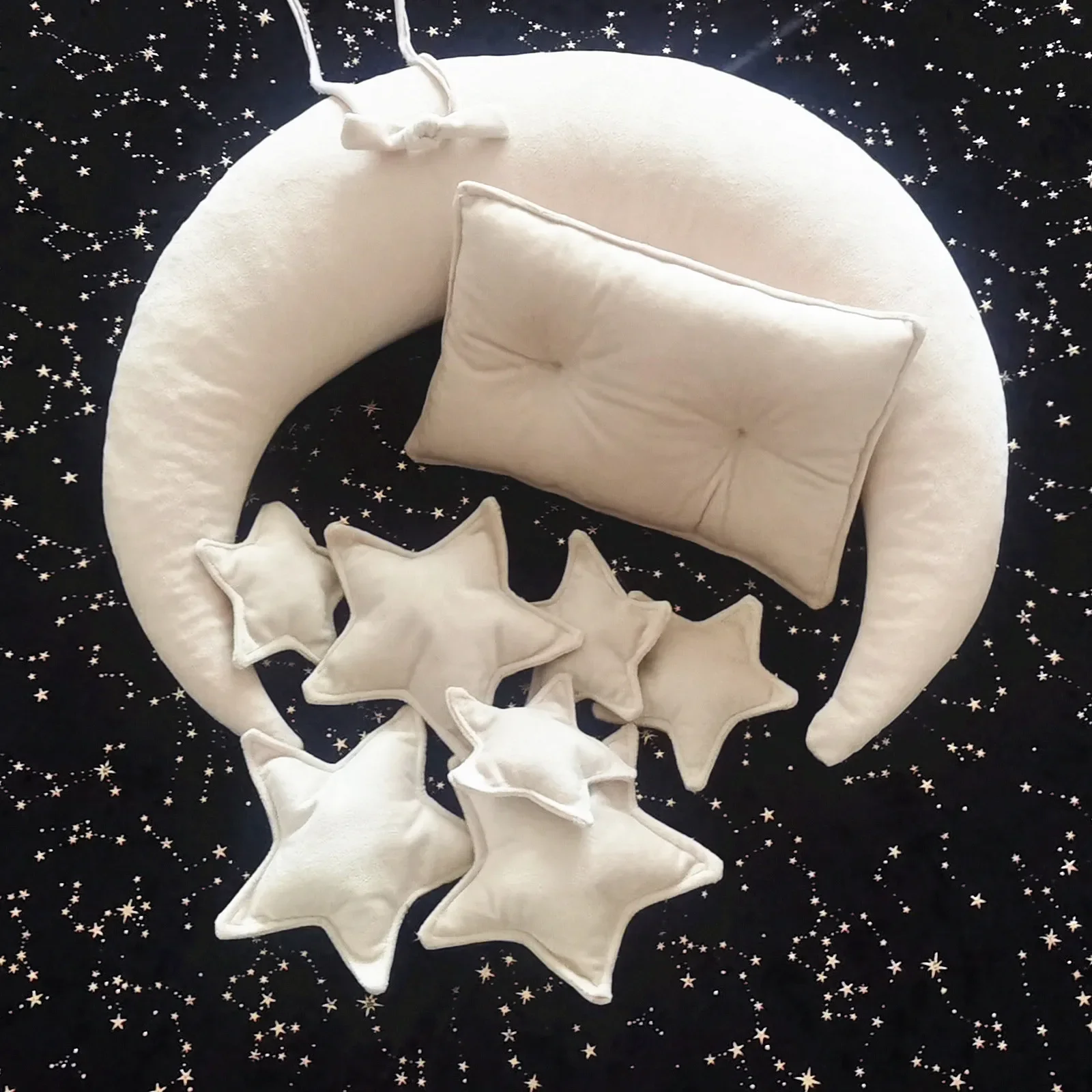 Cuscini per bambini Moon Stars Crescent Pillows Set Baby Photography puntelli Milestone Bed Cushion accessori neonato Photography Outfit