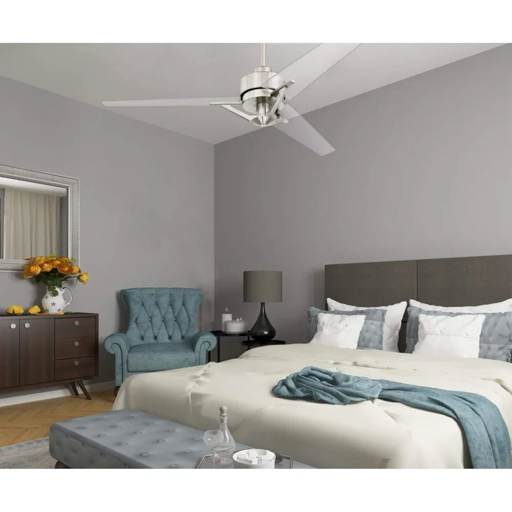 7225500 Julien, Modern Industrial Ceiling Fan with Remote Control, 54 Inch, Brushed Nickel Finish