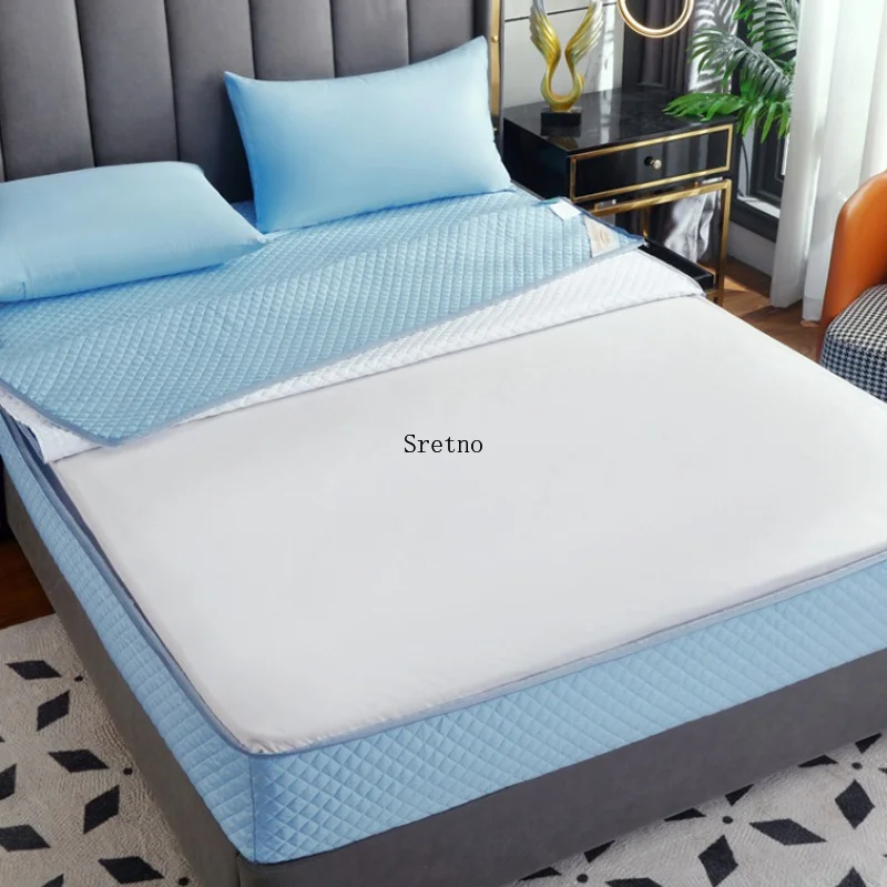SRETNO New Pure Cotton 6-sided Full Cover Fitted Sheet with Zipper Mattress Protector Covers Double Bed Sheet Cover Queen Size
