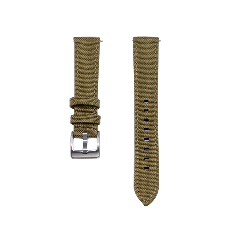 20mm 22mm Quick Release Canvas Watch Strap Band - Khaki Black