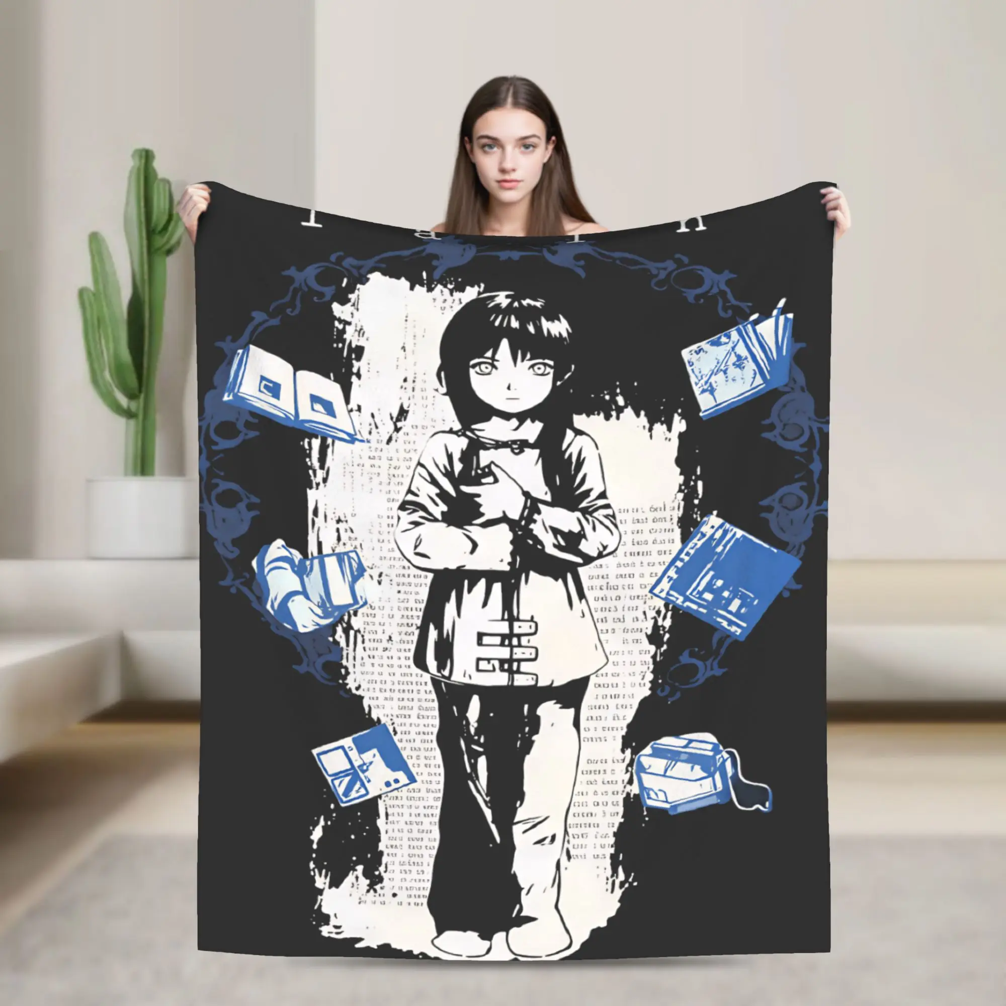 Anime Serial Experiments Lain Flannel Blanket Winter  Super Warm Throw Blanket for Boy Girl Bedroom Street Trend Bed Cover