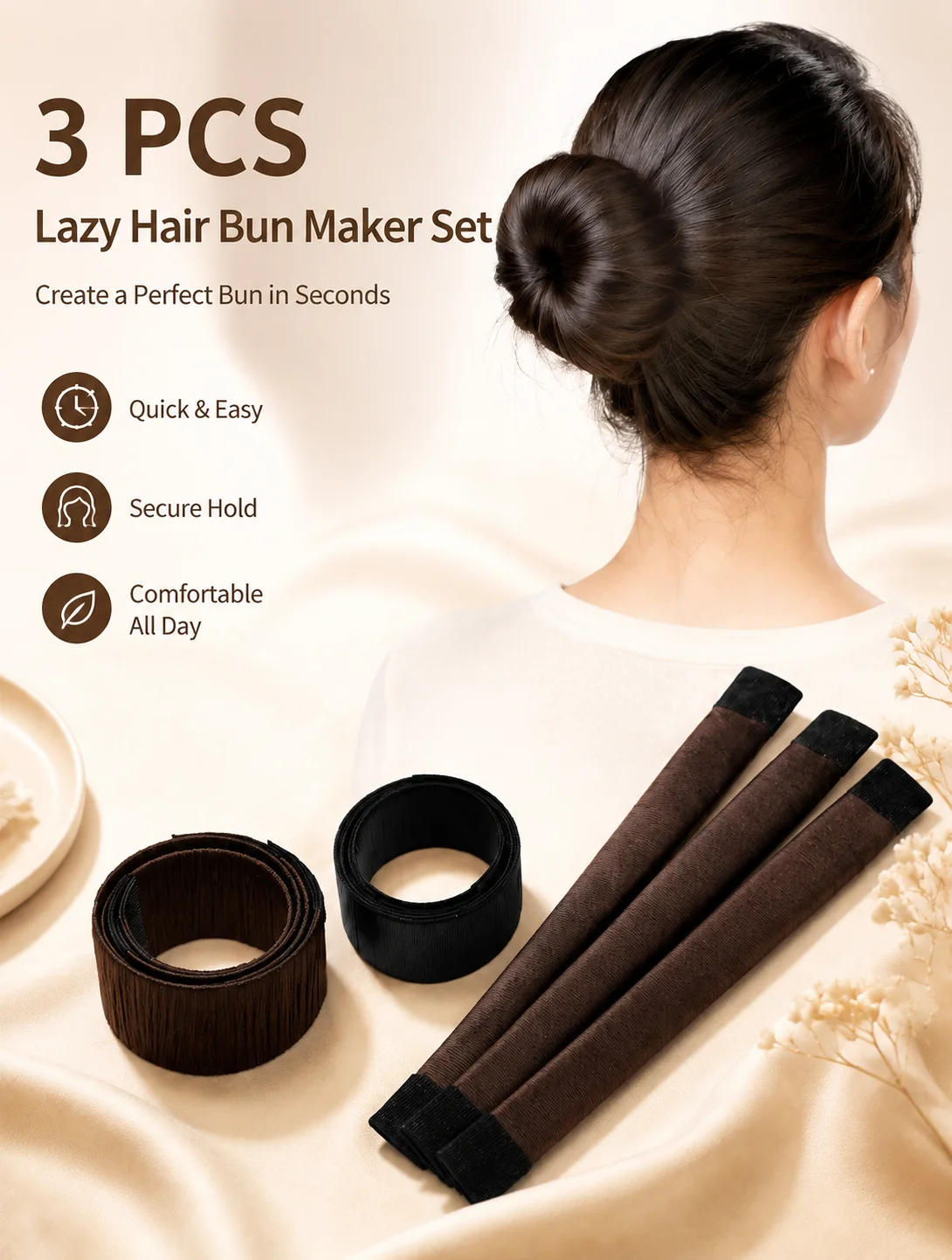 3 Pack Metal Hair Bun Maker Quick Styling Tool for Women Spiral Updo Chignon Shaper for Long Short Hair Accessory