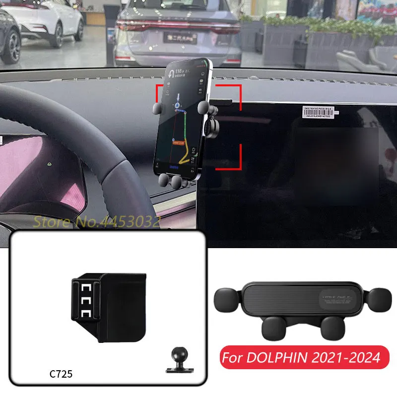 Suporte do telefone móvel do carro para BYD DOLPHIN, ventilação de ar, navegação por gravidade GPS, suporte ajustável, acessórios horizontais, 2021-2024