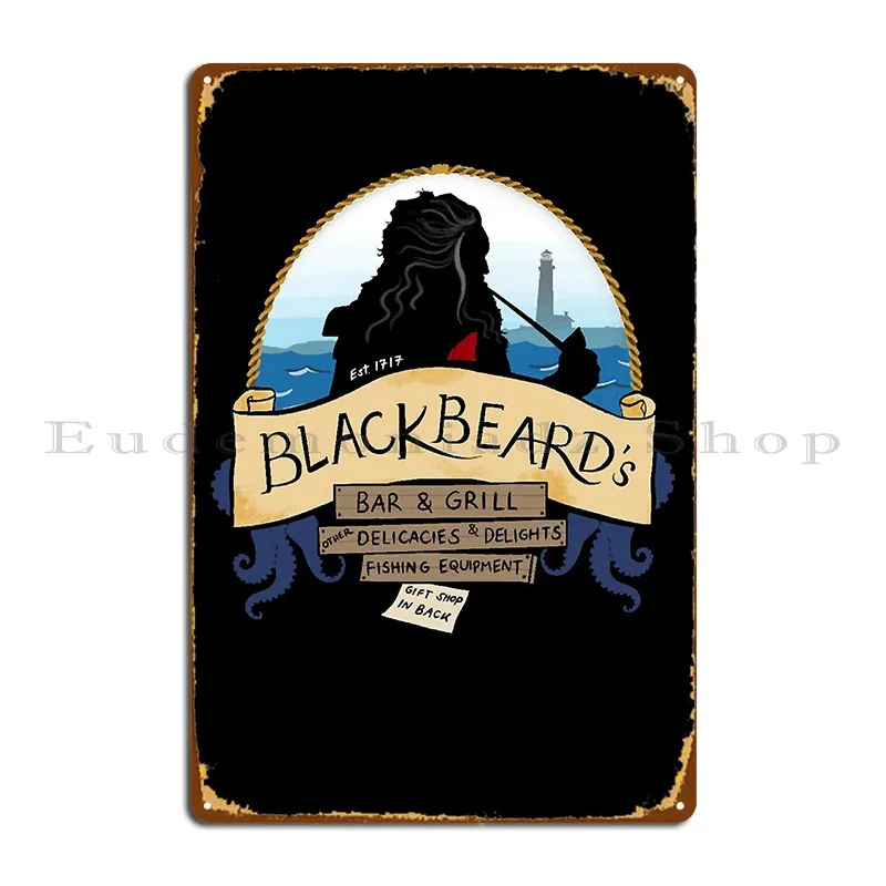 Blackbeard S Bar And Grill Metal Sign Club Bar Designer Classic Funny Classic Tin Sign Poster