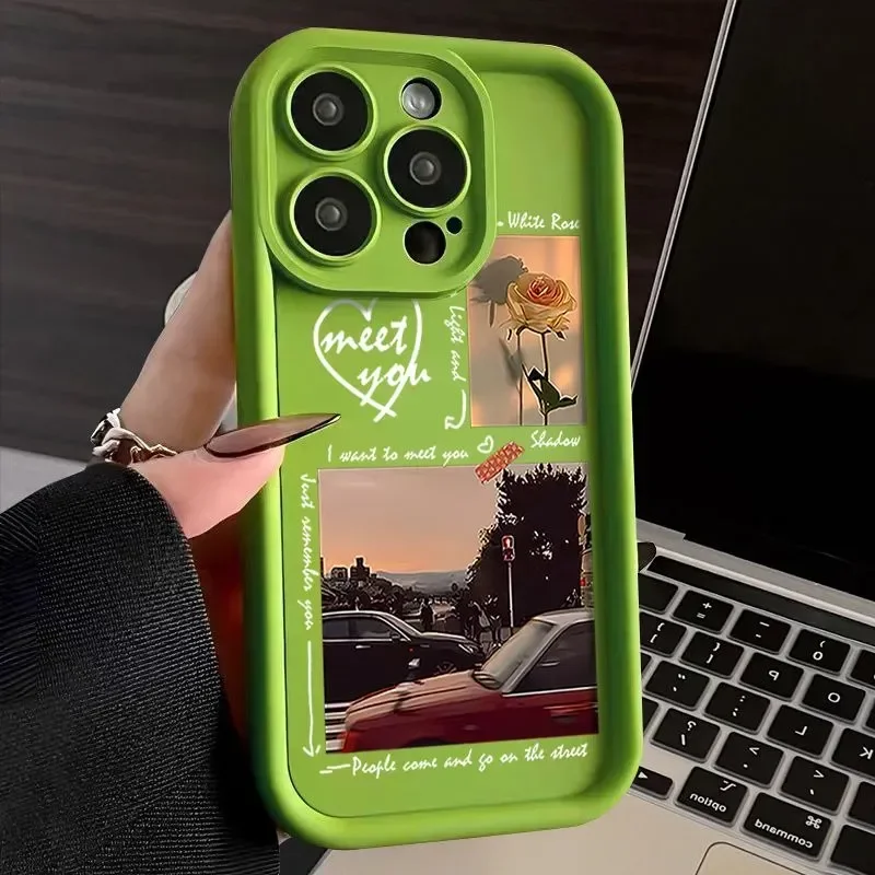 Funda de silicona para teléfono móvil, carcasa a prueba de golpes con diseño de flores y rosas, para iPhone 11, 12, 13, 14, 15 Pro Max, XS, X, XR,