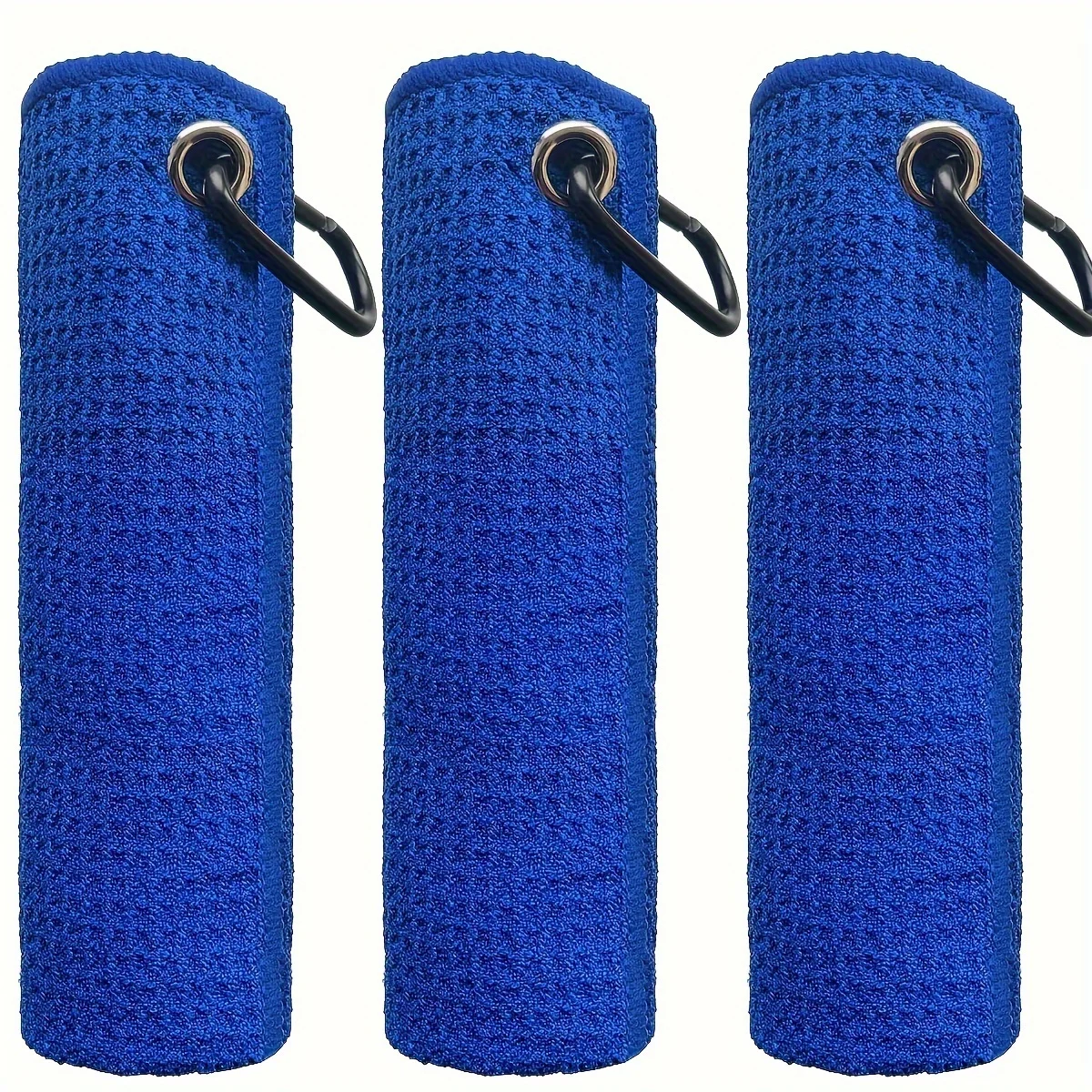 3er-Pack Golfhandtücher, 30 cm x 30 cm, 11,81 Zoll x 11,81 Zoll, Mikrofaser-Golfhandtuch mit Waffelmuster – enthält Golfhandtücher in drei Schwarz – Detail 3