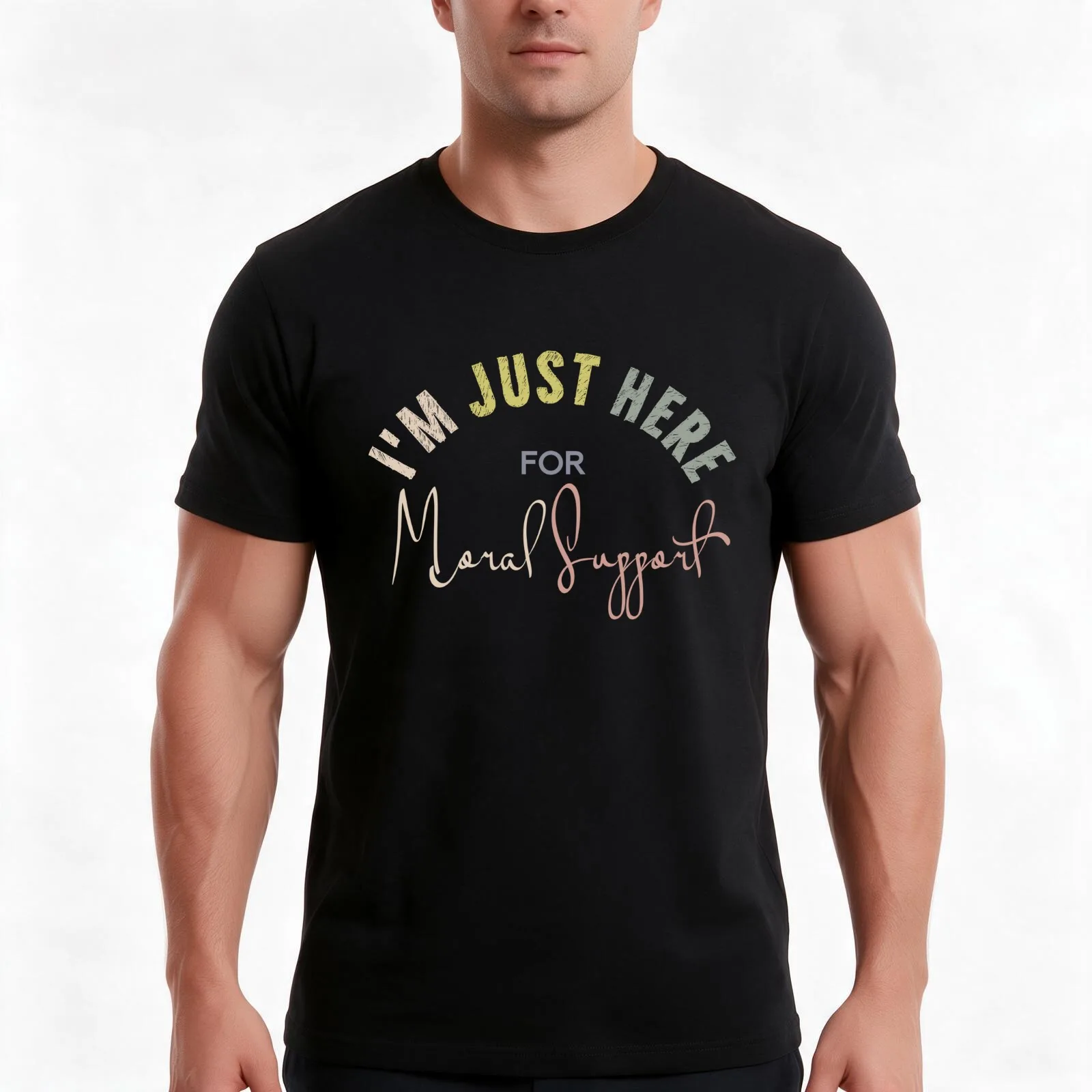 Just Here For Moral Support Sarcastic Dark Humor Funny Sarcasm T-Shirt, Summer Casual Cotton Tee, Oversized Streetwear Tops