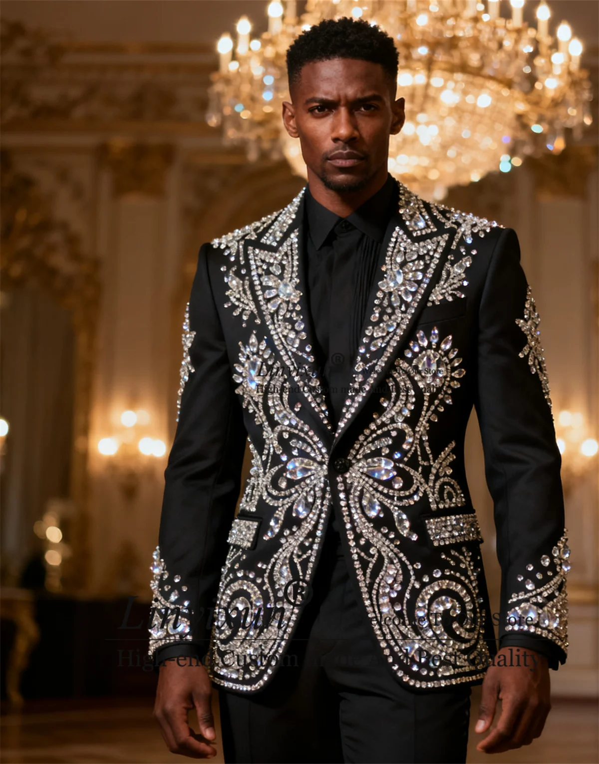 

Мужские костюмы высокого класса с кристаллами и бриллиантами, комплекты из 2 предметов, пик-этикетка для жениха, пиджаки, смокинги для свадебной вечеринки по индивидуальному заказу, облегающие Ropa Hombre