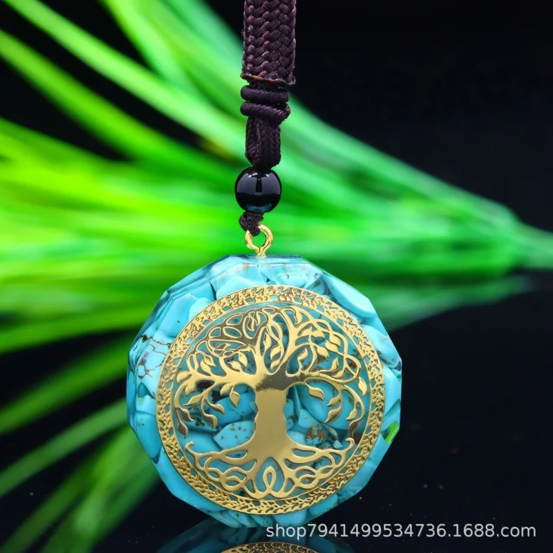 Ogen Energy Explosion Tree of Life Necklace Pendant Jewelry Natural Crystal Lapis Lazuli Gravel Epoxy Products