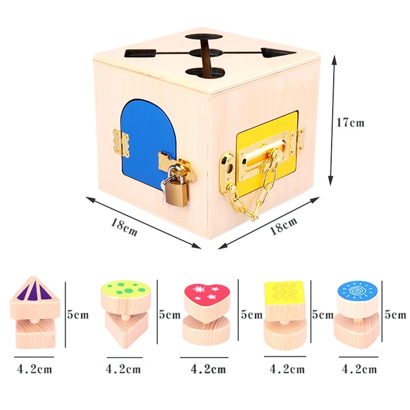 Kids Wooden Toys Unlock Building Block Lock Box Educational Unlocking Toys For Children Basic Life Skill Toy