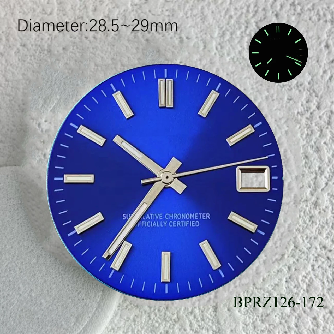 28.5mm green blue s logo date S dial Hot selling green Luminous 29mm s dial Suitable S dial nh35 movement date watch accessories