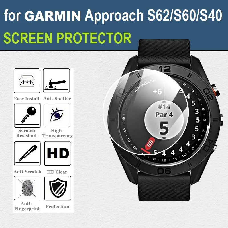 

5PCS Smart Watch Screen Protector for Garmin Approach S62 Approach S60 S40 Tempered Glass ANTI-SCRATCH Protective Film