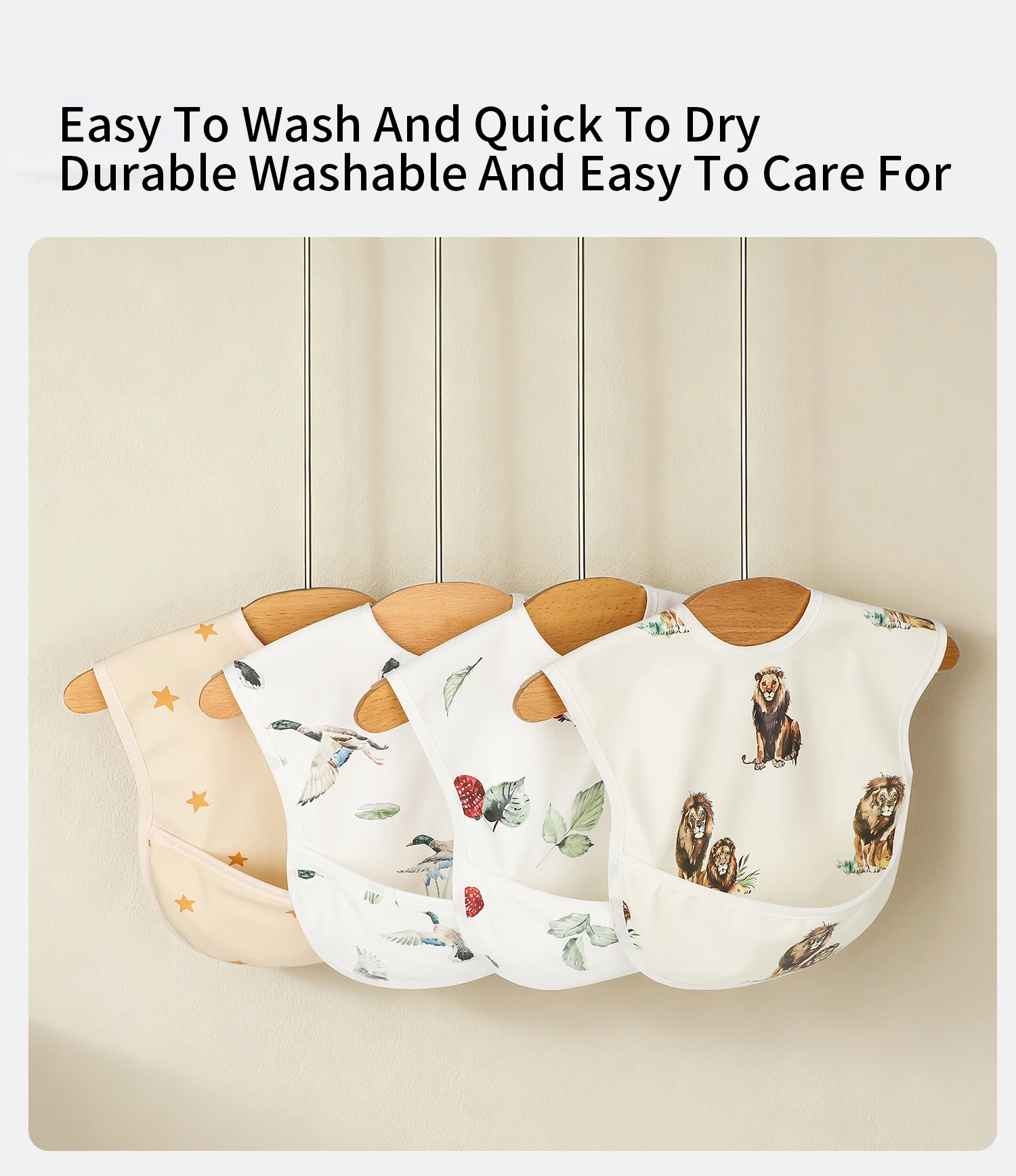 INSULAR Children's PU Waterproof Cartoon Reversible Feeding Bib Baby Product Cover view 3