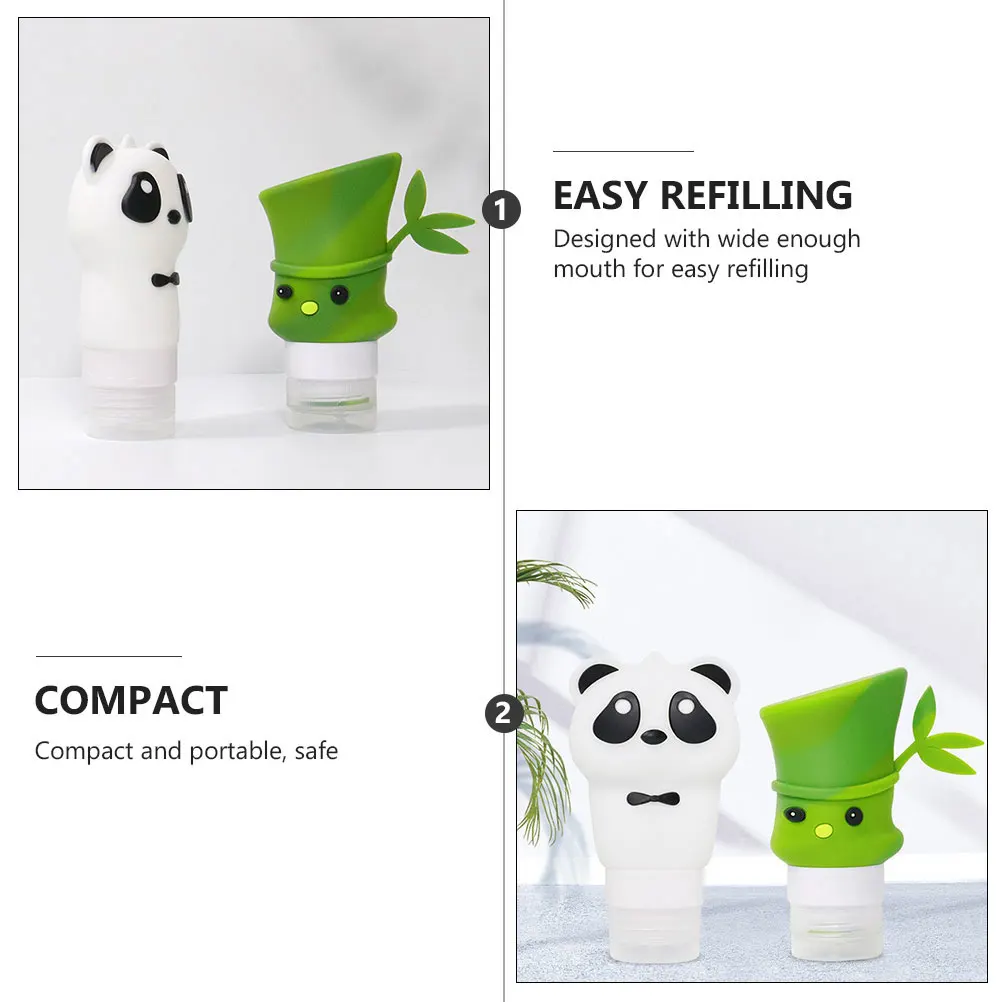 

2pcs Silicone Travel Bottles Refillable Lotion Sub for Emulsion Portable LeakProof Cartoon Makeup Bottle Storage
