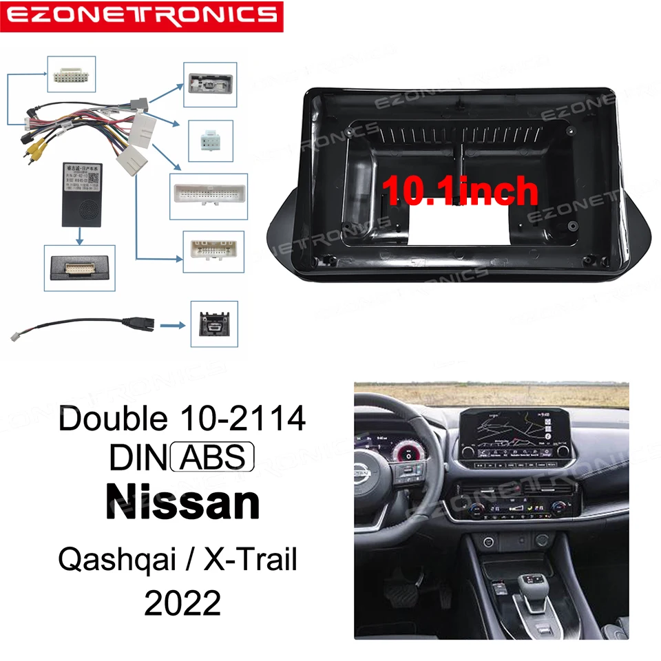 

10.1inch For Nissan Qashqai X-Trail 2022 Double Din Radio Player Car DVD Frame Audio Fitting Adaptor Dash Trim Kits Facia Panel