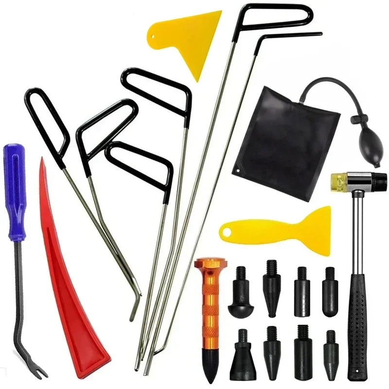 Car Body Dent Removal Crowbar Kit Auto Hail Dent Disassembly Repair Hooks Push Rods Tools for Automotive Workshop