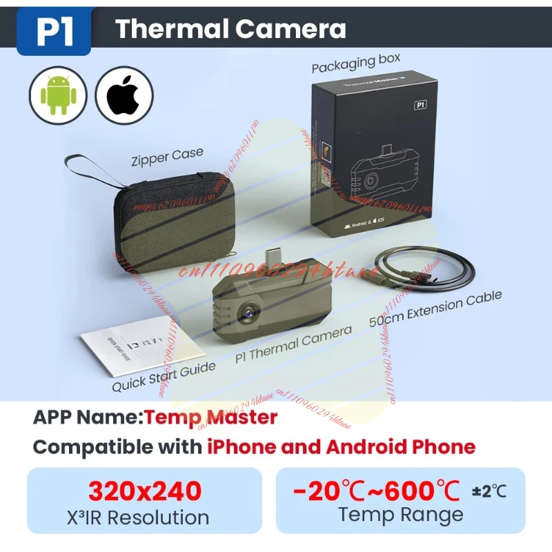 320*240 Thermal Imaging Camera P1  for IPhone and Android Cell Phone 600℃ HVAC House Inspection 15X Digital Zoom