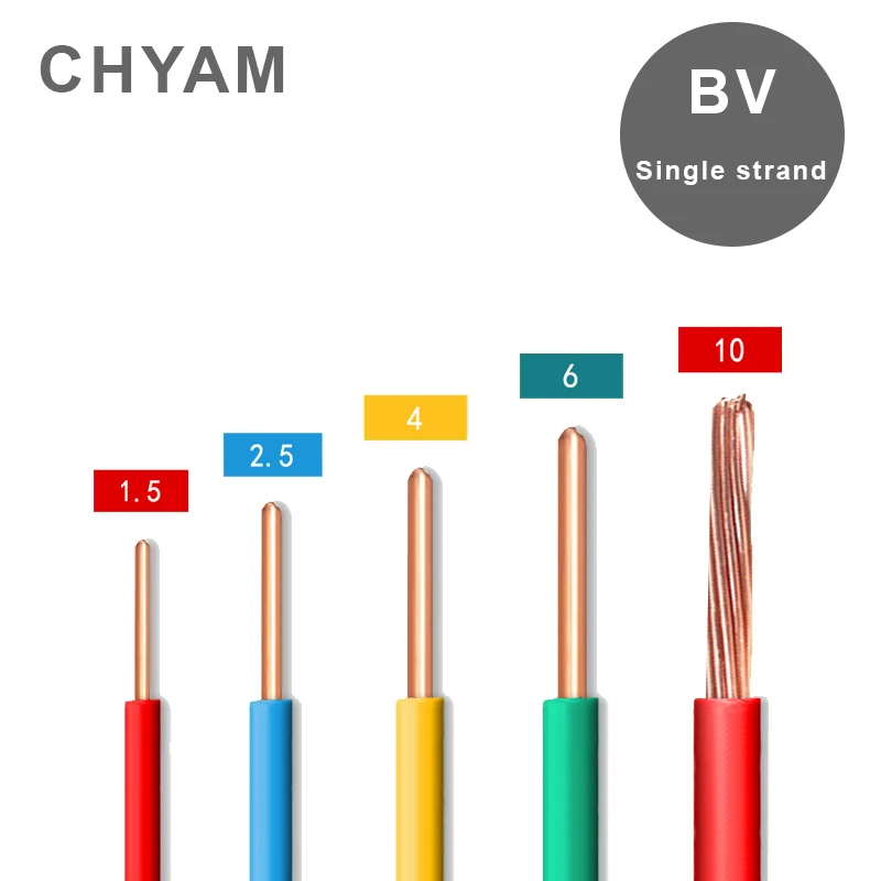 1 Meter 1M 4/6mm2 Square Single Strand Copper BV Core Wire Flexible Hard Wires Household Home Decoration
