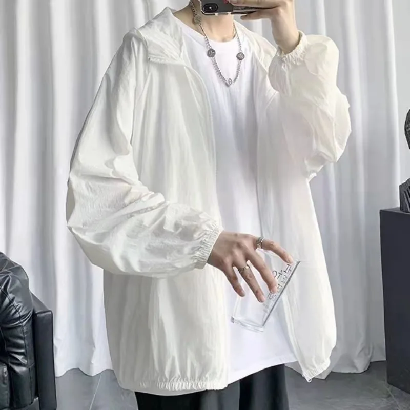 hooded Sun protection clothing female all-match loose Lazy wind summertime white. thin ventilate cardigan coat skirt sets 2023