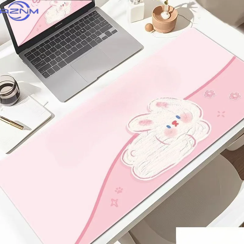 Cute Black Cat Cartoon Mouse Pad Sweet Pink Gradient Art Desk Mat For Gaming Office Laptop Keyboard Desktop Decor