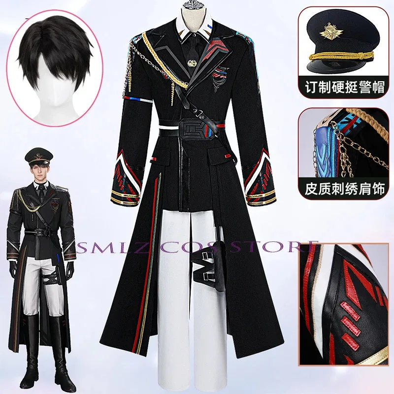 

Game Love And Deepspace Caleb Cosplay Costume Wig Farspace Colonel Uniform Hat Halloween Party Outfit For Women Men Suit
