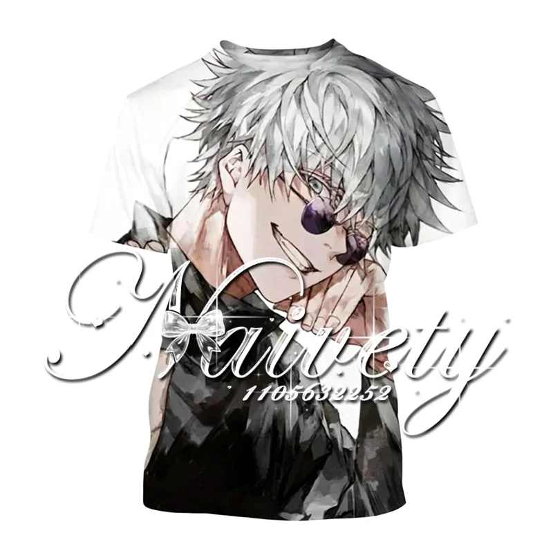 Hot Summer Jujutsu Kaisen Satoru Gojo Black White Comic Collage 3D Print Jersey Men Women Outdoor Cool Manga Sport T-shirt view 3