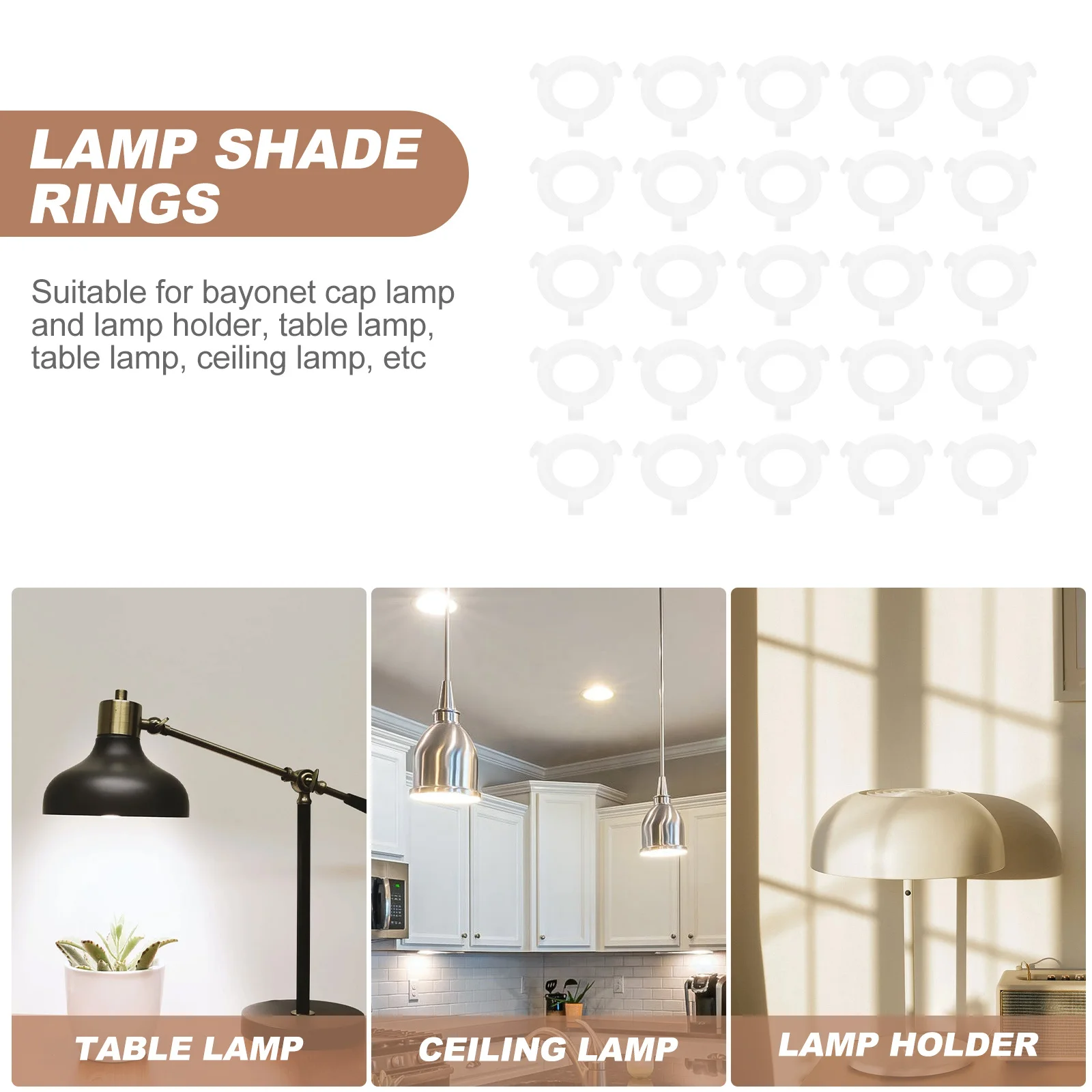 

50pcs E27 E14 Shade Converter Ring Plastic Adapter For Table Ceiling Lamp Shade Accessories Lamp Lighting Fixture Accessory