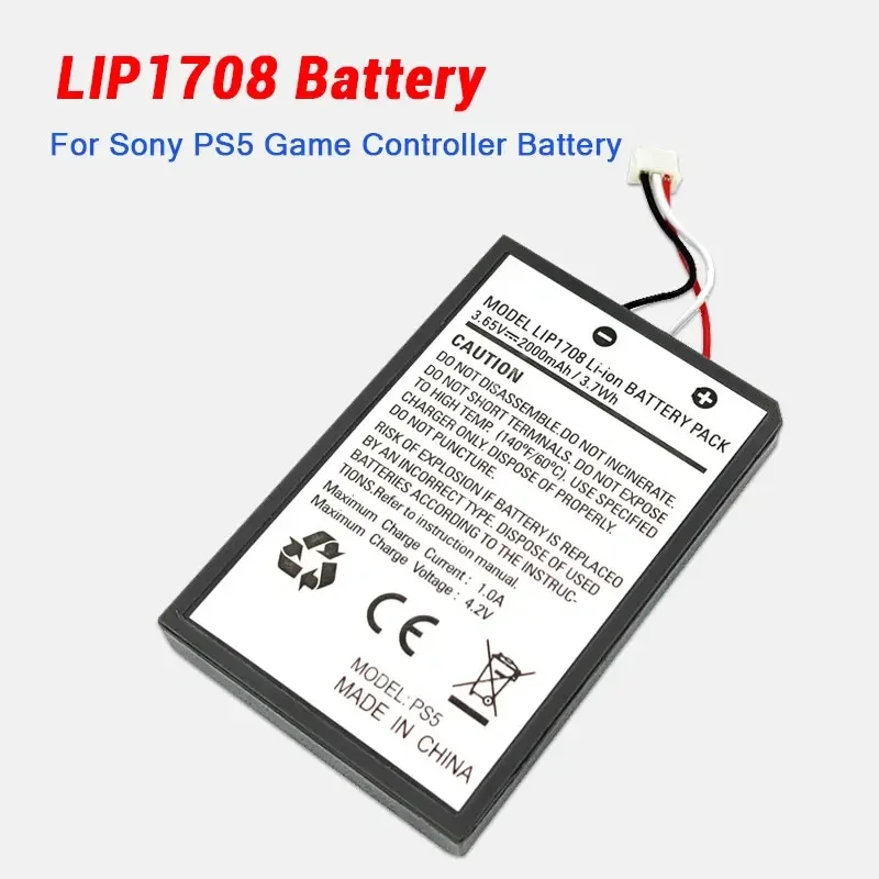 LIP1708 Battery PS5 2000mAh Replacement Gamepad Built-in Li-ion Batteries for Sony PS 5 Console Controller Rechargeable Cell