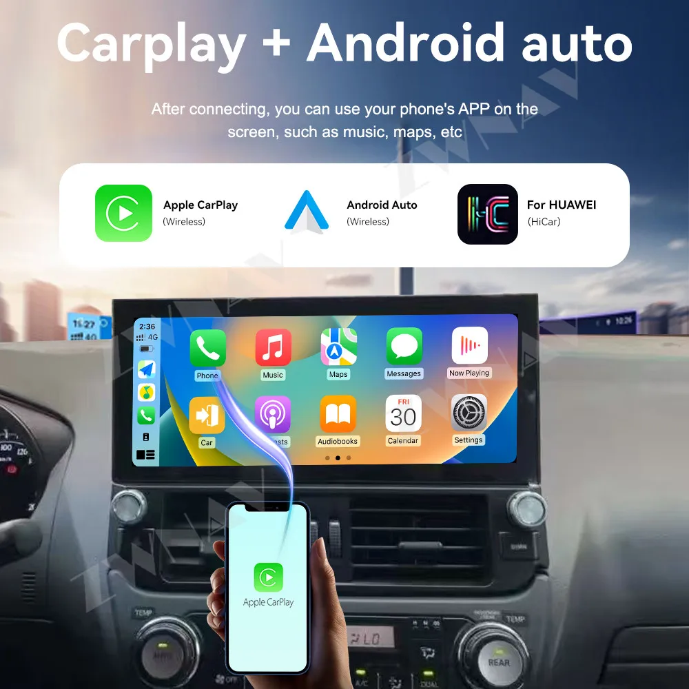 

12,3-дюймовый сенсорный экран для Toyota Land Cruiser Prado 2010-2013 Android13 GPS-навигация CarPlayer автомобильный мультимедийный плеер головное устройство