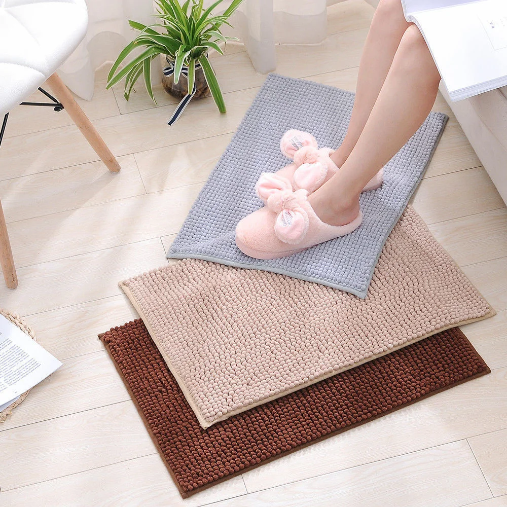 Bathroom Toilet Door Absorbent Floor Mat Chenille Super Soft Carpet Bedroom Non-Slip Pad Bath Rug Bathroom Mat Machine Washable