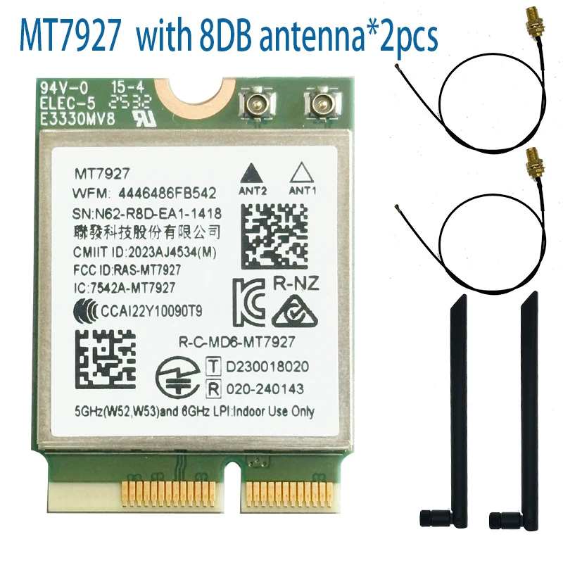 Karta sieciowa WiFi7 MT7927 8774M Tri-Band 2.4G/5G/6G Bezprzewodowa karta sieciowa WiFi Bluetooth 5.4 Gigabit Adapter WiFi7 — zdjęcie produktu 4