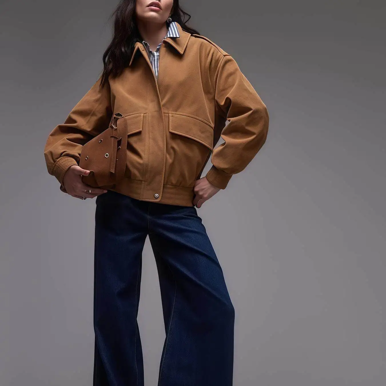 

Американский пилотский пиджак-жакет женский свободного кроя из искусственного вельвета, однотонный, для женщин среднего возраста