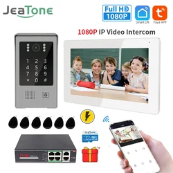 Jeatone tuya 1080p inteligente sem fio ip vídeo porteiro poe 7 polegada campainha câmera wi fi visão noturna infravermelha para segurança em casa