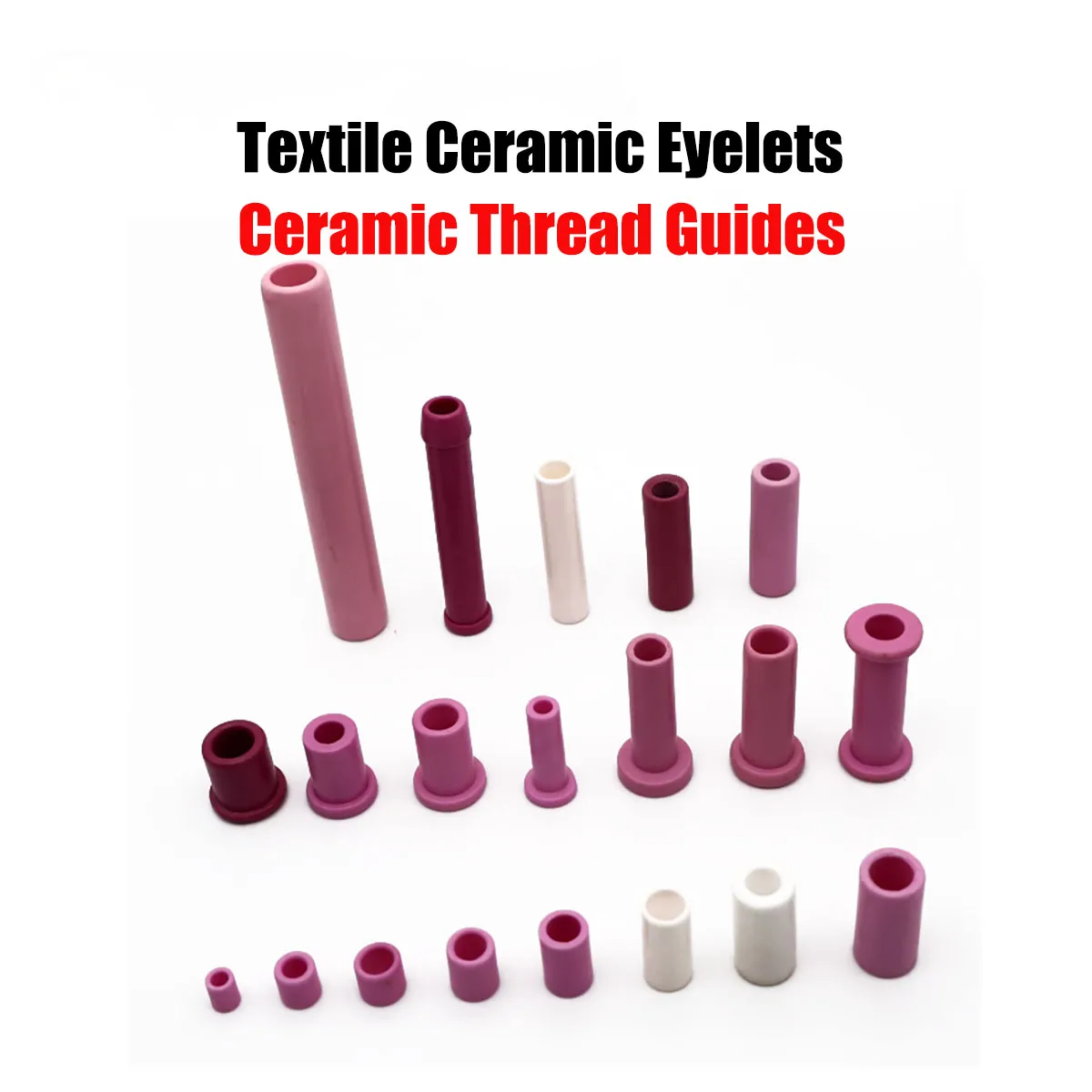 100pcs Single Flange Alumina Ceramic Guide Tube, Industrial Textile Wire Guide Bushing for Winding Warping Machine Parts