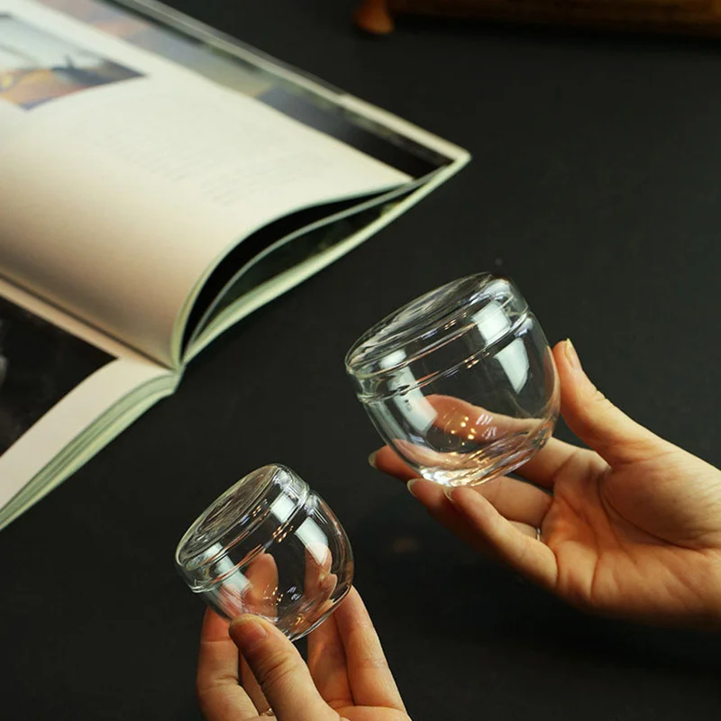 جرة زجاجية صغيرة مع غطاء حاوية السكر زجاجات تخزين المطبخ برطمانات زجاجية شفافة زجاجة تخزين الشاي الصغيرة