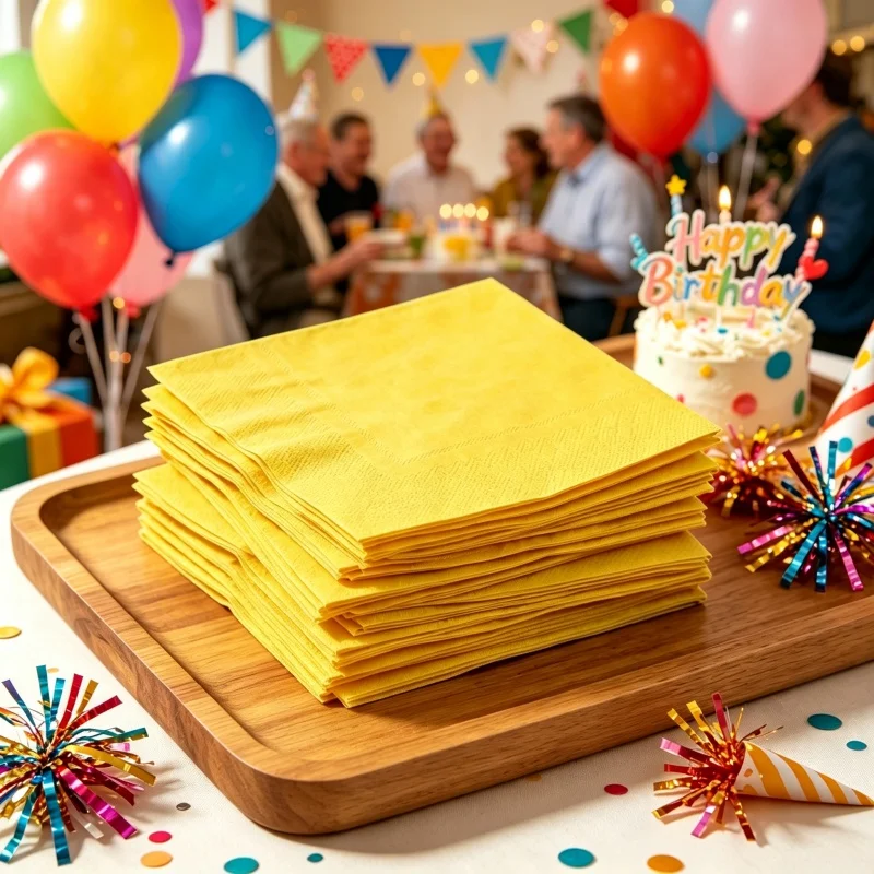Pure Yellow Disposable Paper Napkins 20pcs Picnic Birthday Party  Wedding Confessions Tableware Tissue Birthday Party Decor