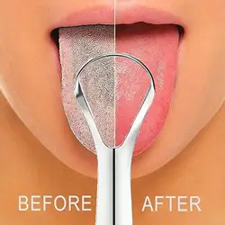 1Pcs Portable Single Layer Tongue Scraper Reusable Stainless Steel Oral Mouth Brush Tongue Scraper Fresh Breath Maker