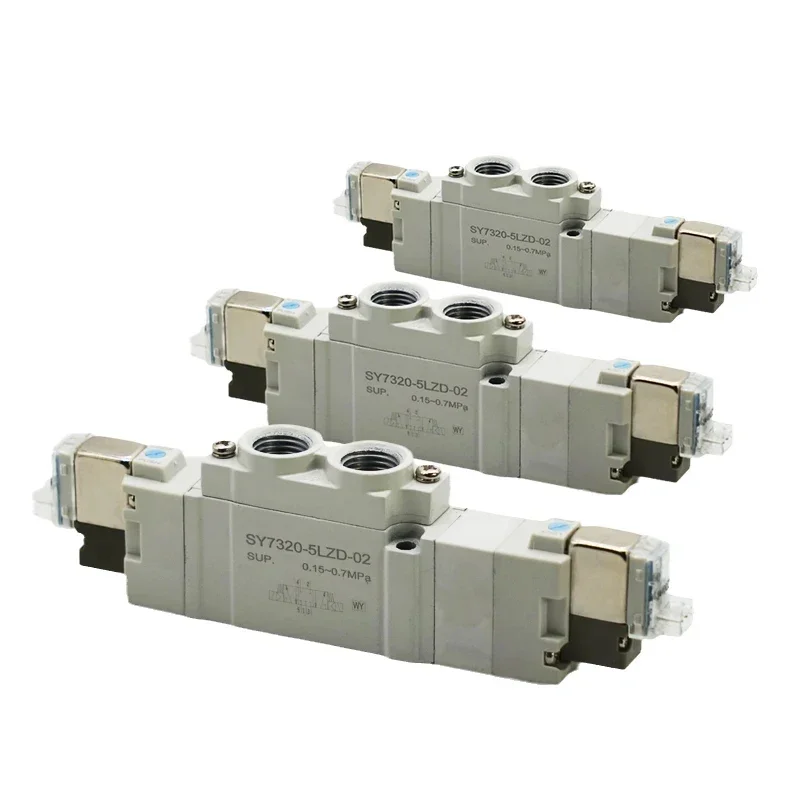 Elettrovalvola SMC tipo 5 porte 2 di alta qualità SY3220 SY5220 SY7220-4LZD/5LZD/6LZD Valvola di automazione pilota interna con chiusura normale
