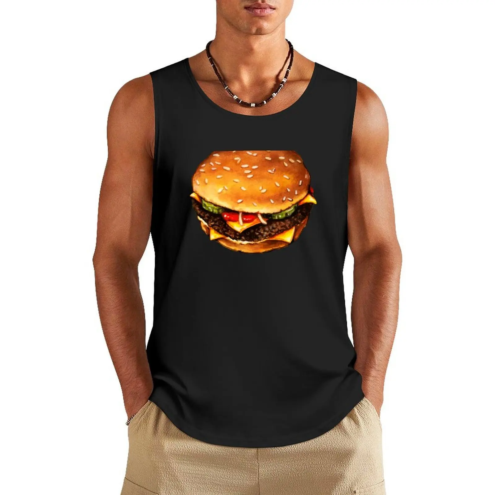 

Cheeseburger II Pattern Tank Top cotton t-shirts man summer clothes man 2025 Men's summer clothes 2025 Top