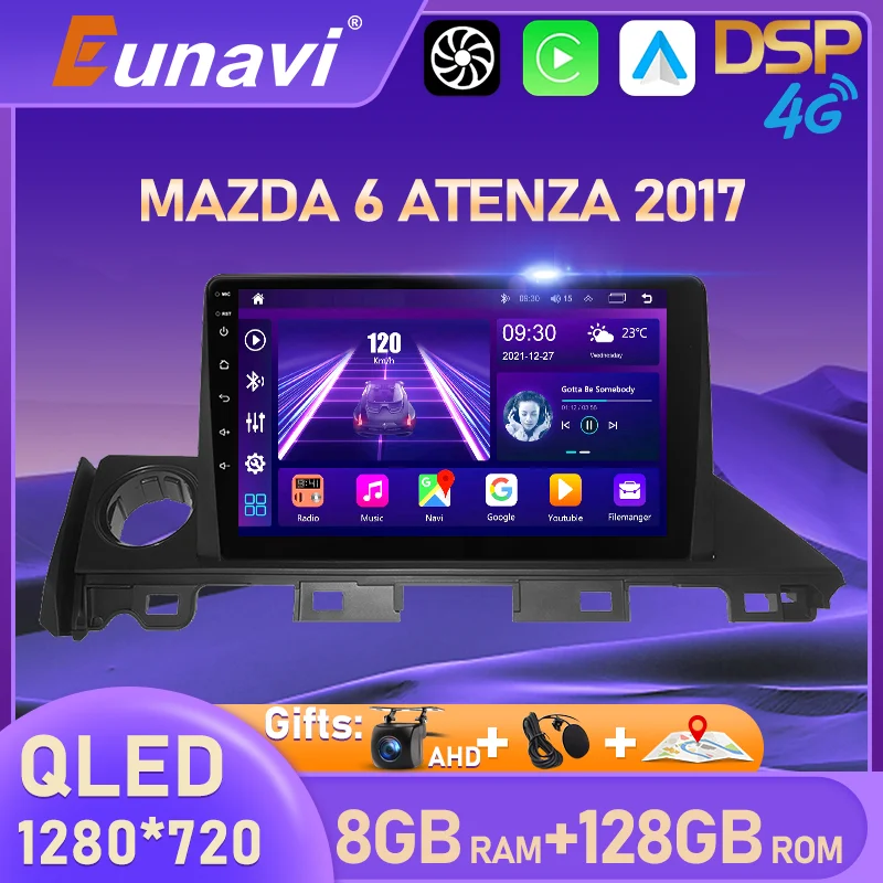 Navigazione GPS automatica Android Eunavi per MAZDA 6 Mazda6 ATENZA 2017 autoradio lettore multimediale unità principale 2din 2 din Carplay