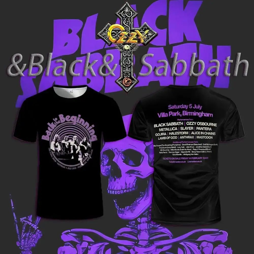 

Black Sabbath Ozzy Osbourne Printed Breathable T-shirt Men's and Women Casual Loose-fitting Graphic T-shirts Commemorative Tops