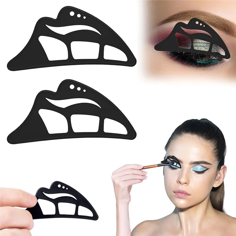 Plantilla de sombra de ojos 5 en 1, herramienta de sombra de ojos de silicona, plantillas de ayuda para maquillaje de ojos reutilizables, para principiantes y mujeres