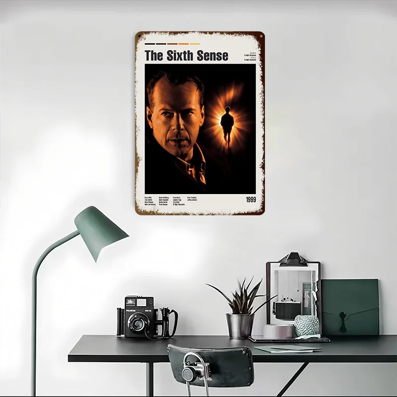 الحس السادس المشارك أفلام جدار الفن الرجعية المعادن تسجيل المرآب الديكور غرفة المعيشة مخصصة القصدير اللوحة للرجل الكهف ديكور #4