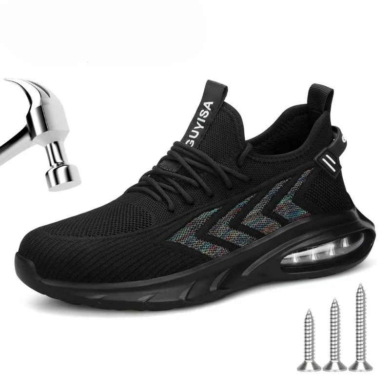 

Рабочие кроссовки с воздушной подушкой, защитная обувь для мужчин и женщин, рабочие ботинки со стальным носком, непробиваемые, неразрушимые.