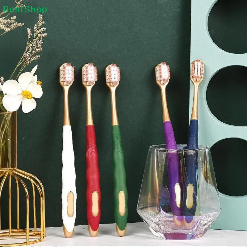 〔Q〕5Pcs Adult Wide-headed Soft Bristled Toothbrush With Excellent Cleaning Effect Gum Care Portable Card Packaging