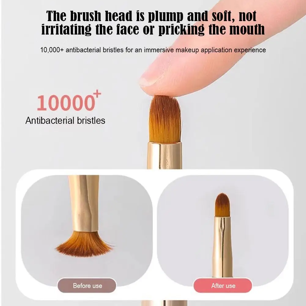 Novo retrátil lábio pincel de maquiagem batom brilho labial escova telescópica dupla utilização lábio sombra escova ferramentas beleza