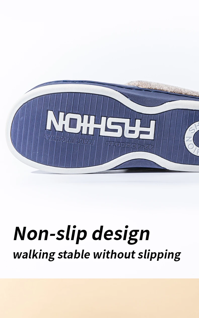 Herren Winter PU-Leder Wasserdichte Geschlossene Warme Hausschuhe, Slip-On mit Dickem Plüschfutter, Rutschfeste Weiche Sohle, Gemütliche Hausschuhe – Detail 11