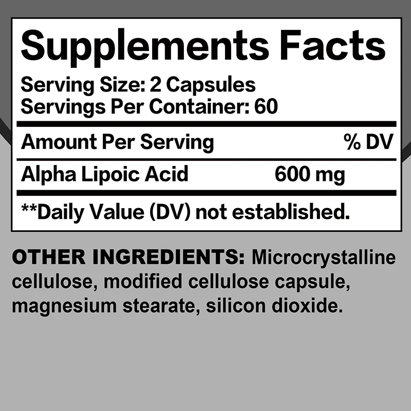 Capsules d'acide alpha lipoique – Antioxydants puissants favorisent la santé neurologique, le soutien cardiovasculaire