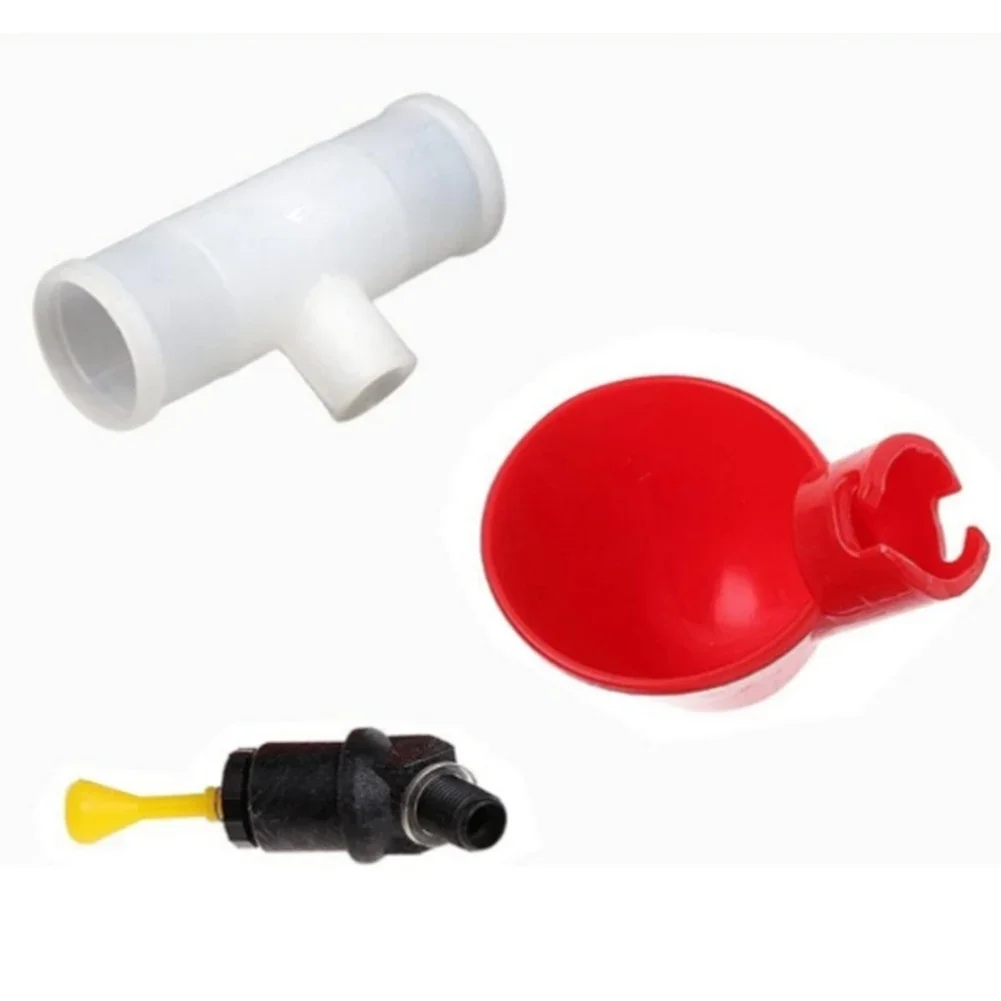 Chicken Drinking Cup Automatic Chicken Drinker Tee Connector Plastic Poultry Nipple Drinkers for Rabbits Duck Farm Equipment